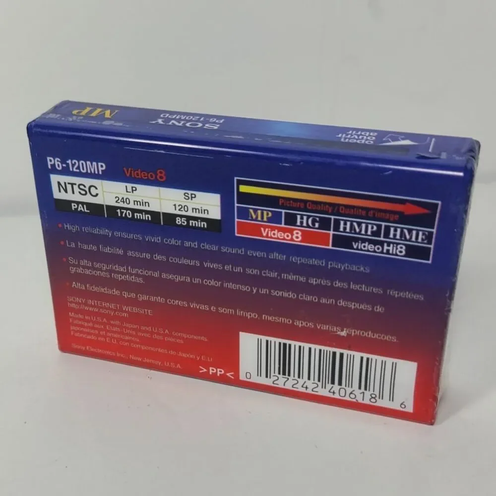 Sony Video 8mm Camcorder Video Cassette Tape - LP 240 min P6-120MP SEALED
